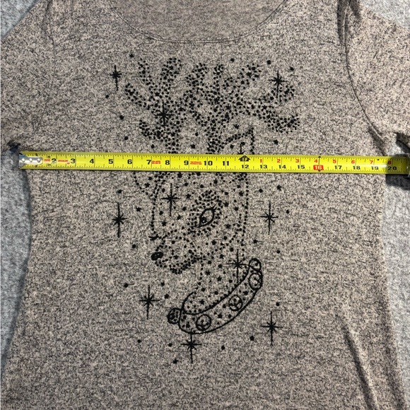 Sweet Clarity Gray Reindeer Beaded Top L Women’s Holiday Christmas Made in USA - Picture 6 of 8